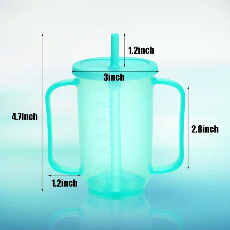 Ysglory Spill Proof Cups for Adults 12 Oz Plastic Elderly Sippy Cup with 2 Handles Straw and Lid Dysphagia Drinking Cups for Adults Hospital Disabled Patients (2) - Image 4